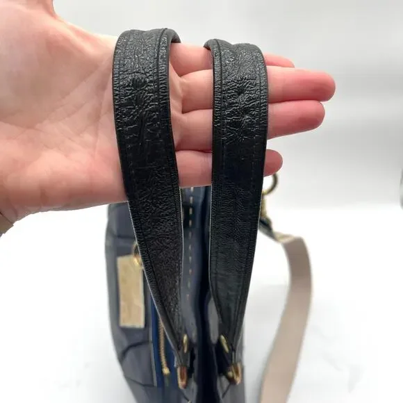 Coach Poppy Leather Tote Bag, Blue, Cinched Sides - Picture 10 of 11